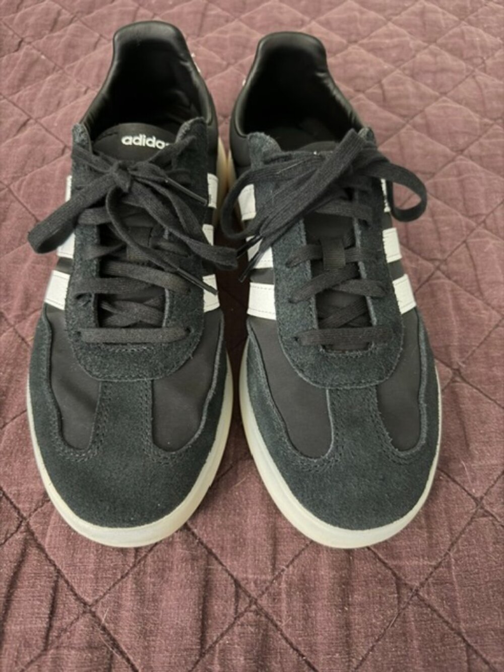 Suede Adidas Tennis Shoes, Size 8.5, Worn Once, Black and White
